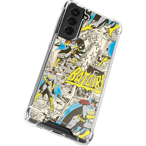 DC Comics Batman Batgirl Vintage Action pose pattern Galaxy S21 FE Clear Case